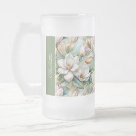 Custom Pattern Elegant Magnolia Flowers フロストグラスビールジョッキ