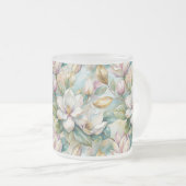 Custom Pattern Elegant Magnolia Flowers フロストグラスマグカップ (正面右)