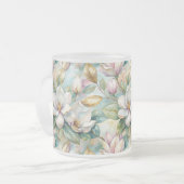 Custom Pattern Elegant Magnolia Flowers フロストグラスマグカップ (正面左)