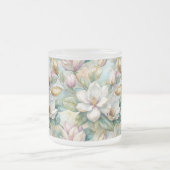 Custom Pattern Elegant Magnolia Flowers フロストグラスマグカップ (中央)