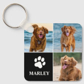 Custom Paw Love Dog Lover Name Photo 3 Collage Pet キーホルダー (正面)