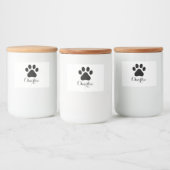 Custom Paw Print Dog Food Container Label With Nam フードラベル (ボトル)