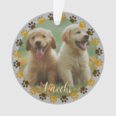 Custom Paw Prints Pet Photo Ornament with Name オーナメント (正面)