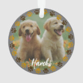 Custom Paw Prints Pet Photo Ornament with Name オーナメント (裏面)