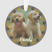 Custom Paw Prints Pet Photo Ornament with Name オーナメント (正面)