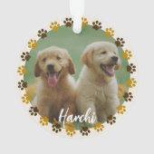 Custom Paw Prints Pet Photo Ornament with Name オーナメント (裏面)
