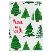 Custom Peace On Earth | Christmas Tree Pattern ミディアムペーパーバッグ (裏面)