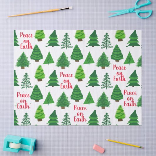 Custom Peace On Earth | Christmas Tree Pattern 薄葉紙 (クラフト)