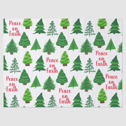 Custom Peace On Earth | Christmas Tree Pattern 薄葉紙 (正面)