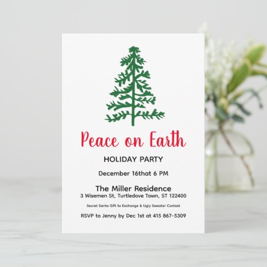 Custom Peace on Earth Holiday Party 招待状 (スタンド正面)