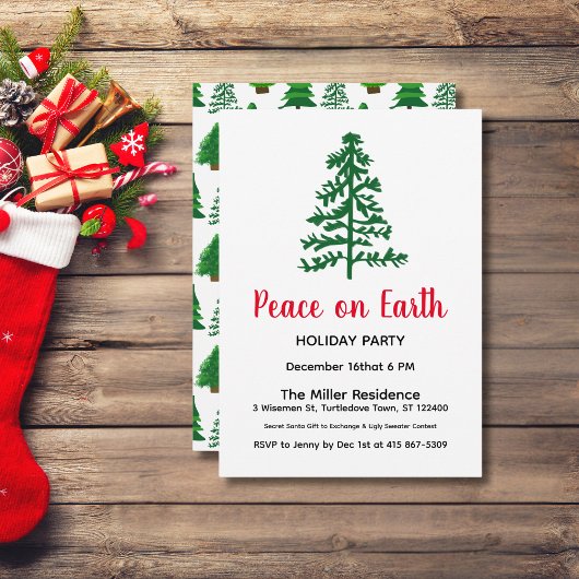 Custom Peace on Earth Holiday Party 招待状