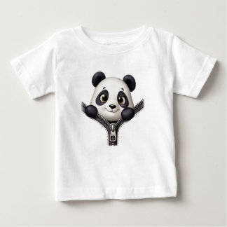 Custom Peeking Panda Zipper Cute Animal Baby Top ベビーTシャツ