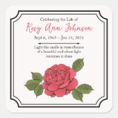 Custom Peony Remembrance Candle Sticker スクエアシール (正面)