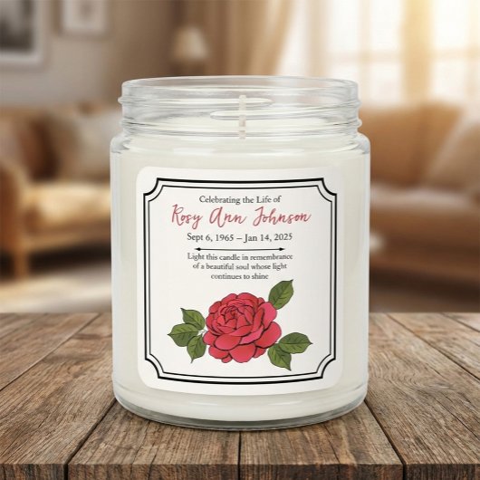 Custom Peony Remembrance Candle Sticker スクエアシール
