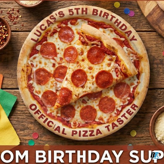Custom Pepperoni Pizza 5th Birthday-Personalized  ペーパープレート
