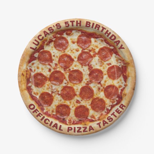 Custom Pepperoni Pizza 5th Birthday-Personalized  ペーパープレート (正面)