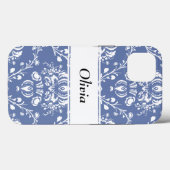 Custom Periwinkle Blue and White Damask Case-Mate iPhoneケース (裏面 (横))