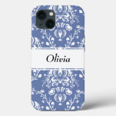 Custom Periwinkle Blue and White Damask Case-Mate iPhoneケース (裏面)