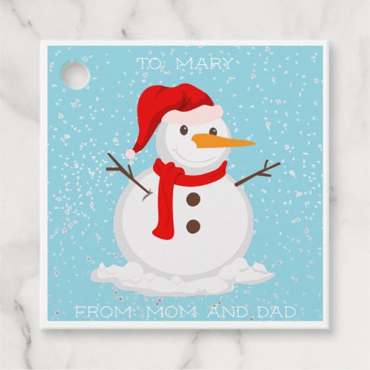 Custom Personalize Name Snowman Glitter  フェイバータグ (正面)