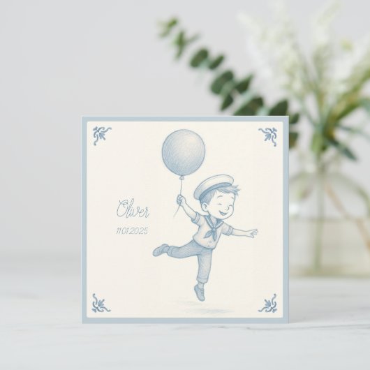 Custom personalized baby boy name  シーズンカード (スタンド正面)