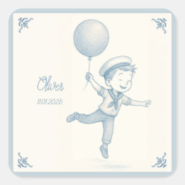 Custom personalized baby boy name  スクエアシール