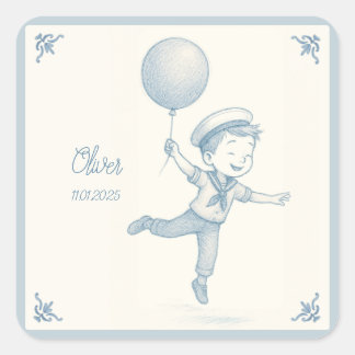 Custom personalized baby boy name  スクエアシール