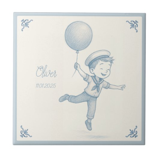 Custom personalized baby boy name  タイル (正面)