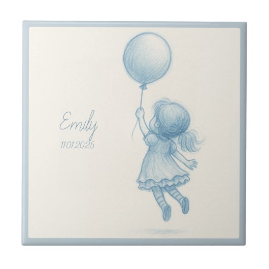 Custom personalized baby girl name  タイル (正面)