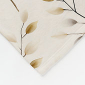 Custom Personalized Beige Neutral Botanical Leaves フリースブランケット (角)