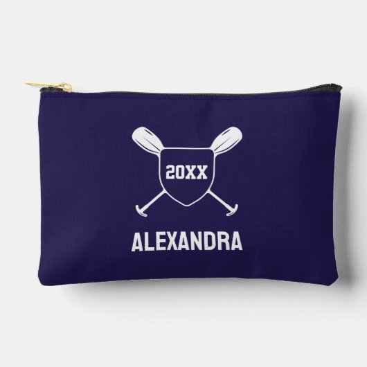 Custom Personalized Blue Rowing Girl Rower アクセサリーポーチ (正面)