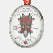 Custom Personalized Donkey Christmas メタルオーナメント (左)