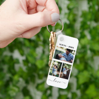 Custom Personalized Double Sided 3 Photo keychain キーホルダー