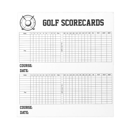 Custom Personalized Golf Scorecards Golfer ノートパッド (正面)