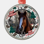 Custom Personalized Horse Photo Christmas メタルオーナメント (正面)