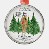 Custom Personalized Horse Watercolor Christmas メタルオーナメント (正面)