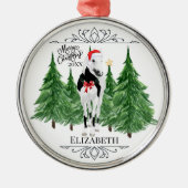 Custom Personalized Horse Watercolor Christmas メタルオーナメント (正面)