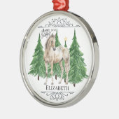 Custom Personalized Horse Watercolor Christmas  メタルオーナメント (左)