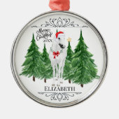 Custom Personalized Horse Watercolor Christmas メタルオーナメント (正面)