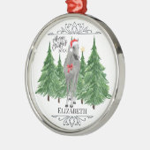 Custom Personalized Horse Watercolor Christmas メタルオーナメント (左)