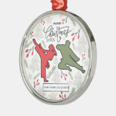Custom Personalized Karate Martial Arts Christmas メタルオーナメント (左)