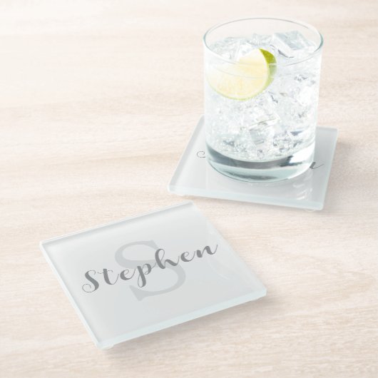 Custom Personalized Monogram Script Name Drink ガラスコースター (アングル)