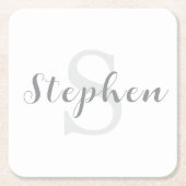 Custom Personalized Monogram Script Name Drink スクエアペーパーコースター (正面)