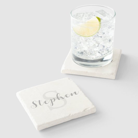 Custom Personalized Monogram Script Name Drink ストーンコースター (横)