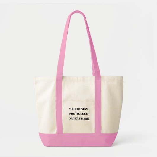Custom Personalized Natural Tote Bag - Pink Trim トートバッグ (正面)
