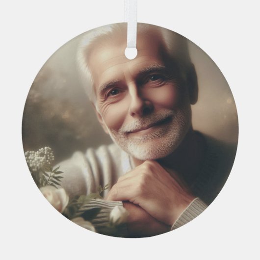 Custom Personalized Photo ガラスオーナメント (裏面)