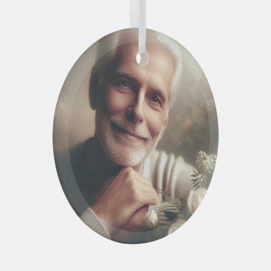 Custom Personalized Photo ガラスオーナメント (正面右)