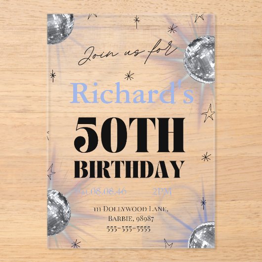 custom personalized photo 50th  birthday アクリル招待状 (正面)
