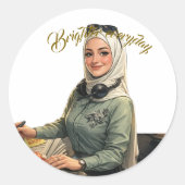 Custom Personalized Portrait Illustration  ラウンドシール (正面)