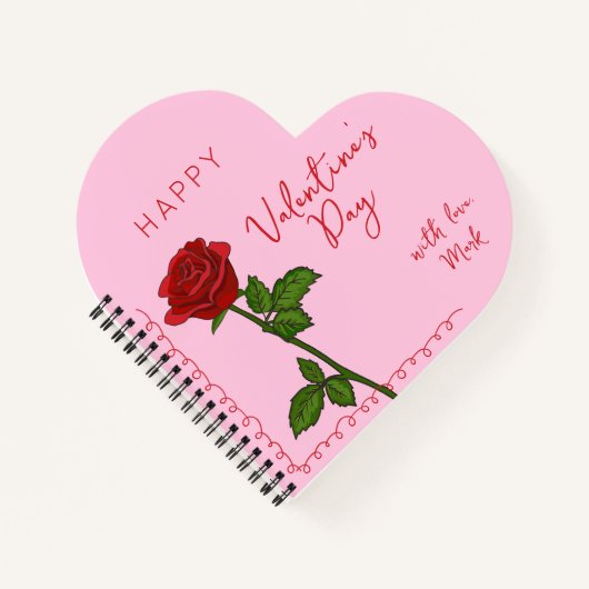  Custom Personalized Valentine's Day Heart-Shaped  ノートブック (正面)