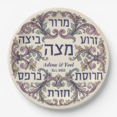 Custom Pesach Hebrew Seder Plate Passover Decor ペーパープレート (正面)
